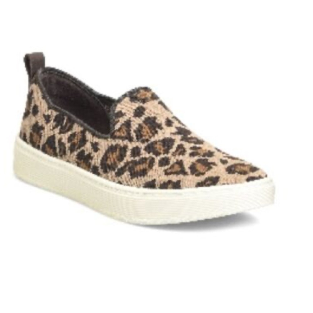 Sofft Leopard Tan Knit Print Somers Sneaker Slip-on Shoe